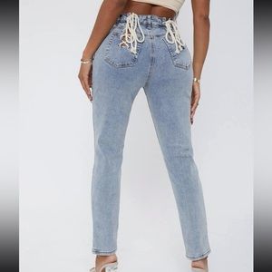 SHEIN SXY Eyelet Lace Up Knot Mom Jeans!